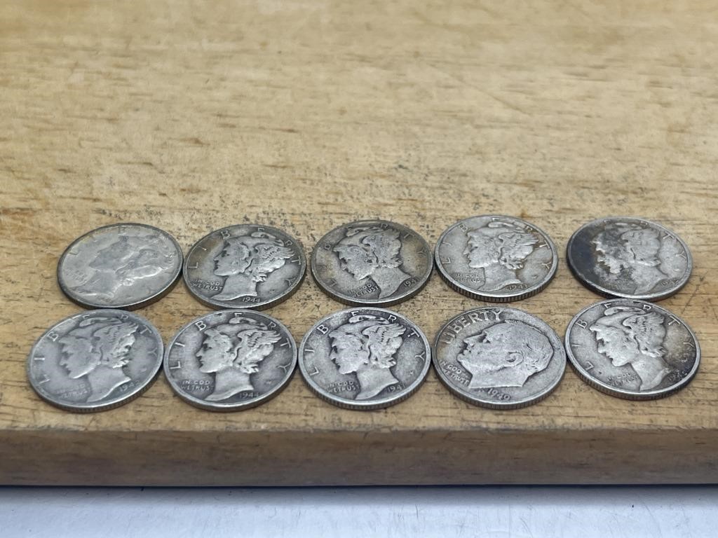 TEN Dimes from the 1940’s Various