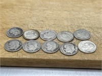 TEN Dimes from the 1950’s Various