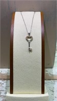 18 Inch Sterling Silver Necklace with Silver Key