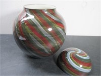 Pretty Lidded Stoneware Jar