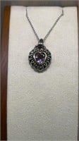 18 Inch Sterling Silver Chain with Amethyst