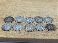 TEN Dimes from the 1930’s Various