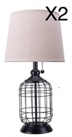 Merra 18 in. Black Cage Table Lamp with Oatmeal