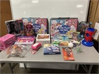 1 LOT ( 1 BOX OF ASSORTED KIDS TOYS). (1) GLOW