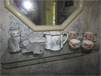 cat figurines & royal winton cups