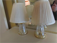 3 small glass lamps