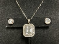 Rhod.over Sterling Set Simulated Diamonds 8.2gr TW