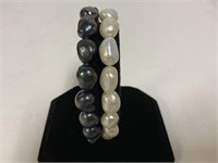2 Sterling Freshwater Pearls Bracelets 31.6gr TW