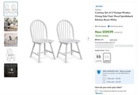 E4034  Costway Windsor Dining Chair Set White