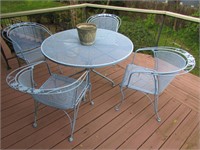 metal patio table w/chairs & umbrella