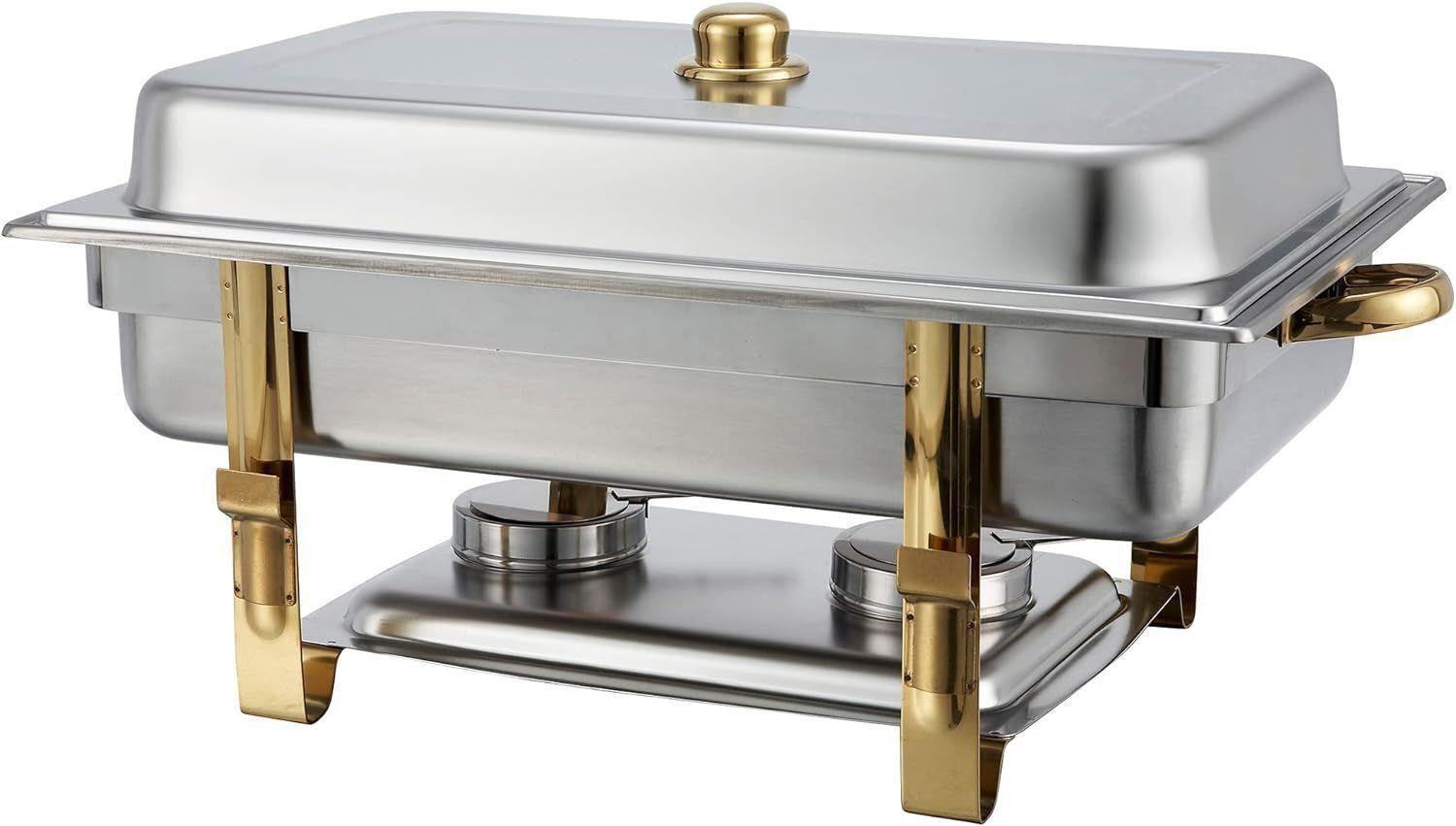 8 Qt. Full Size Gold Accent Chafer,
