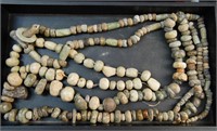 3 Ancient Mesoamerican greenstone beaded necklaces