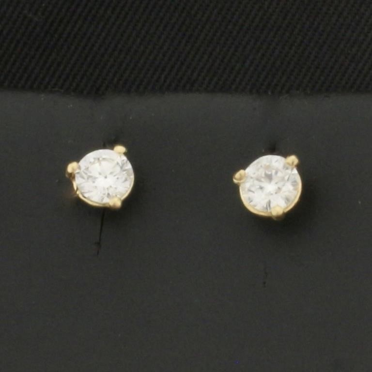 1/2ct Natural Diamond Stud Earrings in 14k Yellow