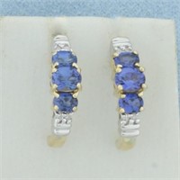 Sapphire and Diamond J-Hook Earrings in 10k Yellow