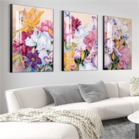 B9450  Canvas Wall Art 16x24 x 3 Modern Flowers