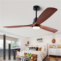 Wooden ceiling fan with lighted remote control
