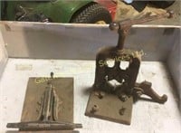 Antique Woden saw sharpening vise and pipe vise.