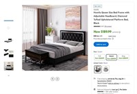 N6053  Homfa Queen Upholstered Bed Black
