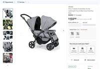 N6028  Infans Foldable Double Stroller  - Gray