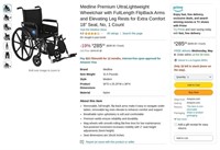 B9443  Medline UltraLight Wheelchair 18 Seat