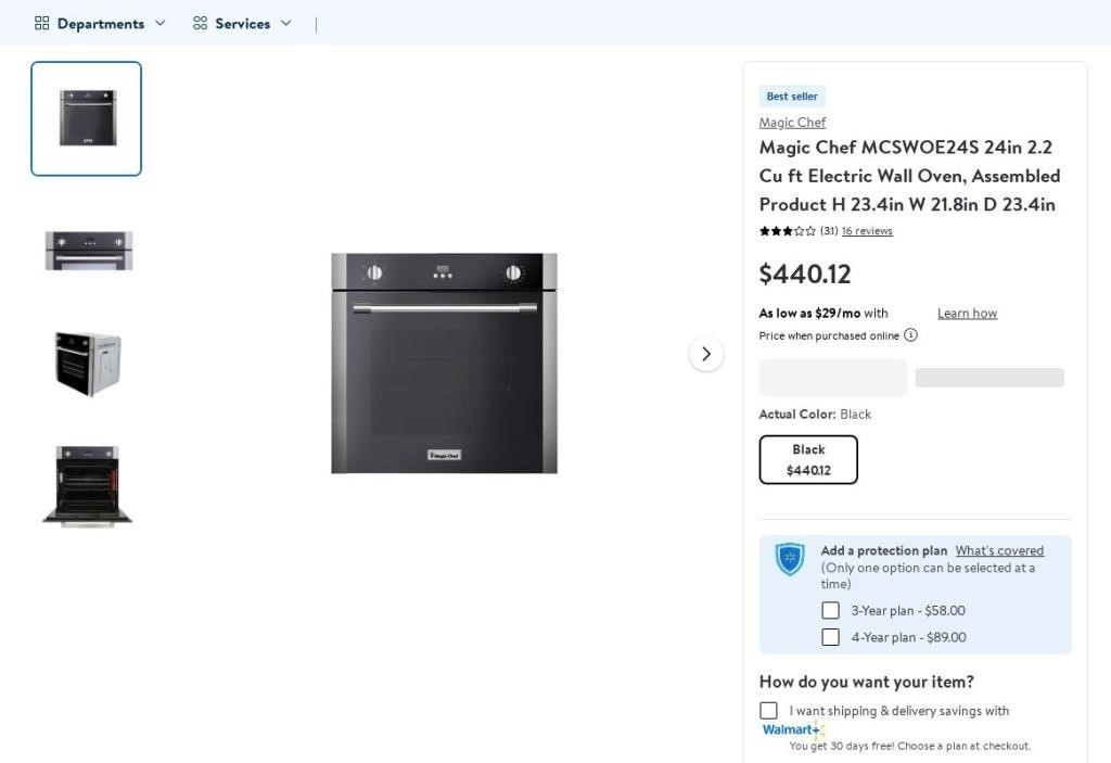 W6408  Magic Chef Electric Wall Oven 2.2 Cu ft 2