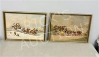 pair of framed Victorian scene prints -15.5" x 21"