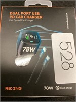 Reading Dual Port USB Fast Car Charger 78W