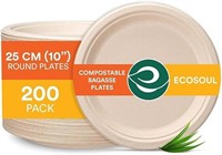 SEALED-Compostable Party Plates - 200 Pack