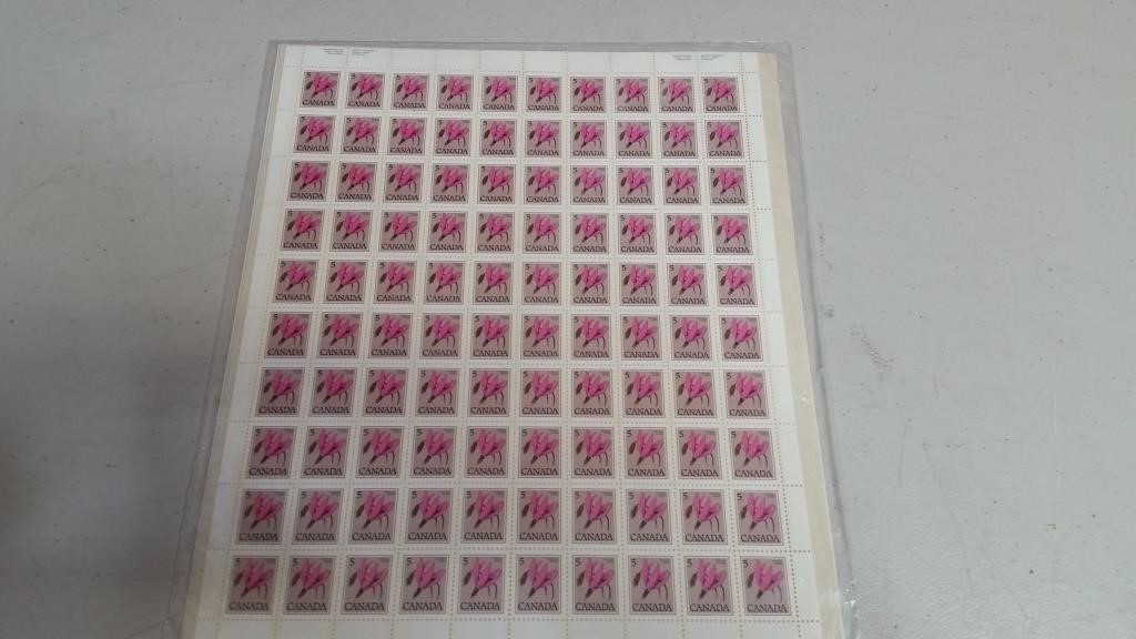 Canada 5 Cent Stamp Full Sheet (100 Stamps)