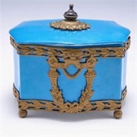 Antique German Porcelain Box w/ Metal Ormolu.