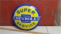 Super Chevrolet Service Metal Button Sign 16"