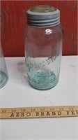 Improved Gem 1 1/2 Quart Fruit Jar (Aqua)