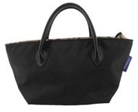 Burberry Blue Label Nylon Black Nova Check Handbag