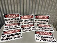 Lot Of 8 Danger No Smoking Or Open Flames Sign