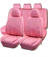 CAR PASS Nappa Pink Leather Car Seat Covers