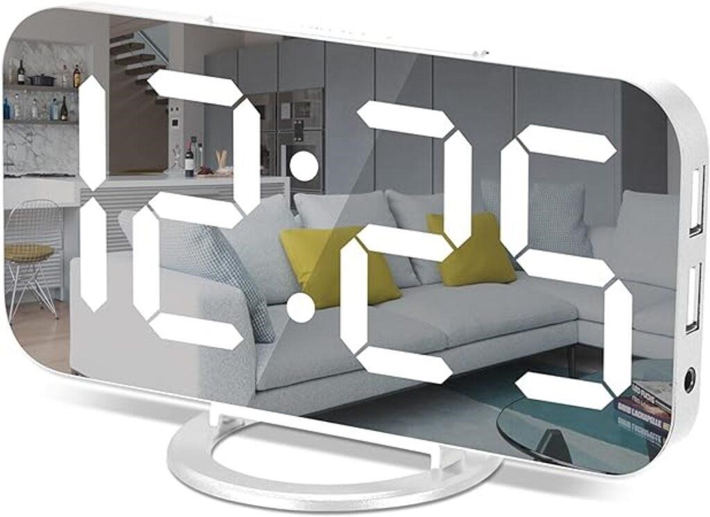 Digital Alarm Clock,7" LED Mirror Electronic Cloc