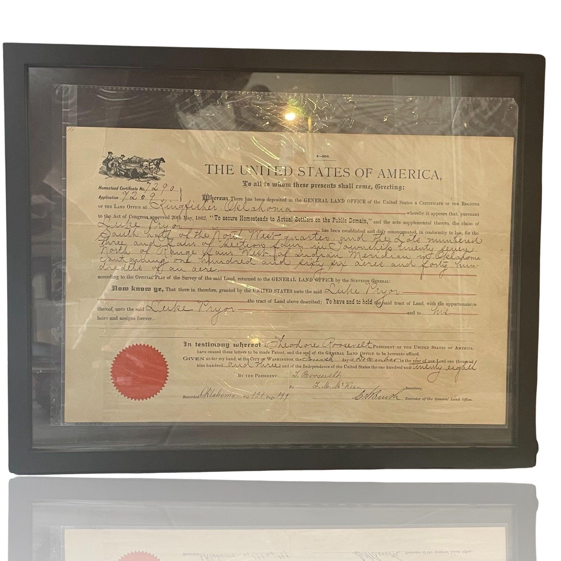 1862 Theodore Roosevelt Signed Homestead Act