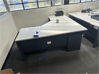 3 Timber L Shaped Desks, 2 Chairs, 2 Side Boards