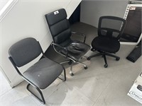 2 Swivel Base Arm Chairs & Visitors Chair