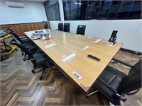Timber Glass Top Boardroom Table Approx 4m x 1.2m
