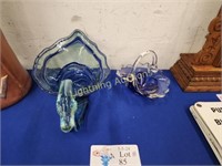 TWO FIGURAL ART GLASS PIECES