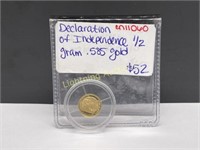 DECLARATION OF INDEPENDENCE .585 GOLD COIN