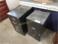 PAIR OF METAL TWO DRAWER FILING CABINETS