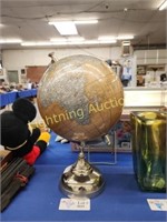 GOLD AND SILVER WORLD GLOBE ON BRITE METAL BASE