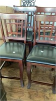 4  dining table chairs, dark cherry finish, Asian
