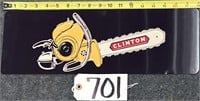 Aluminum Clinton Chainsaw Advertising Sign 6x18