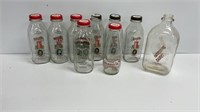 9 Vintage milk bottles: (7) Seasons Greetings from
