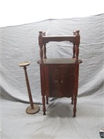 Antique Wooden Smoking Stand W/Compartment &