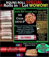 THIS AUCTION ONLY! BU Shotgun Lincoln 1c roll, 197