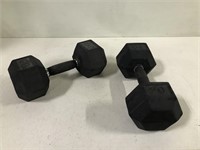 TWO 20 POUND DUMB BELLS